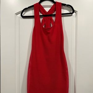 Red body con dress